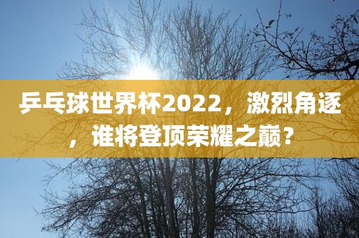乒乓球世界杯2022，激烈角逐，谁将登顶荣耀之巅？