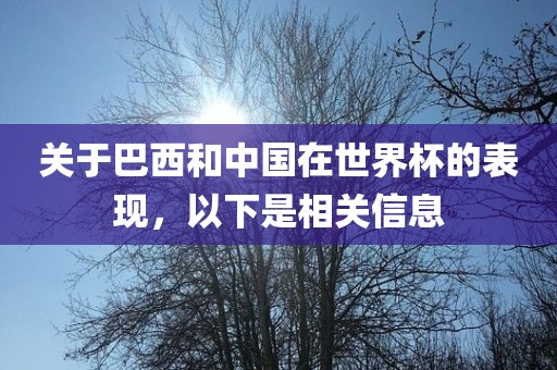 关于巴西和中国在世界杯的表现，以下是相关信息