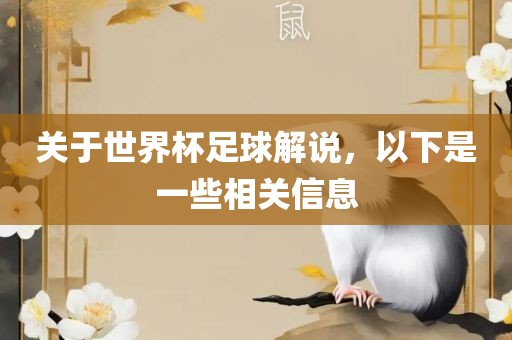 关于世界杯足球解说，以下是一些相关信息