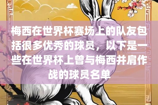 梅西在世界杯赛场上的队友包括很多优秀的球员，以下是一些在世界杯上曾与梅西并肩作战的球员名单