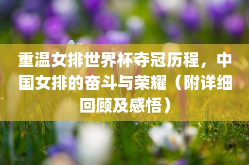 重温女排世界杯夺冠历程，中国女排的奋斗与荣耀（附详细回顾及感吉安市靖泰电力工程有限公司悟）
